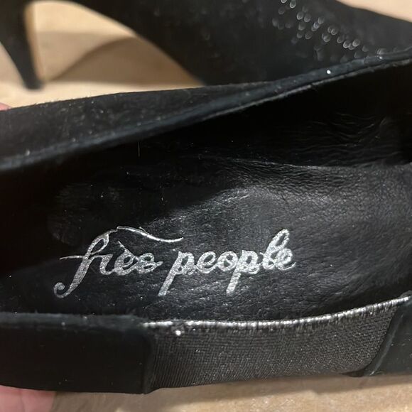 Free People Florence Point Toe Suede Silver Glitter Heels - Picture 9 of 9